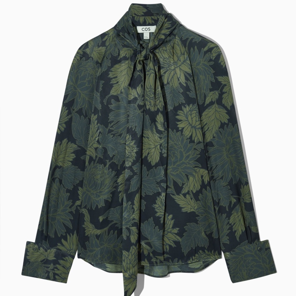 COS Floral-Print Tie-Neck Blouse